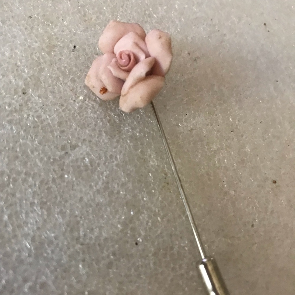Pink Rose Stick Pin Lapel Brooch